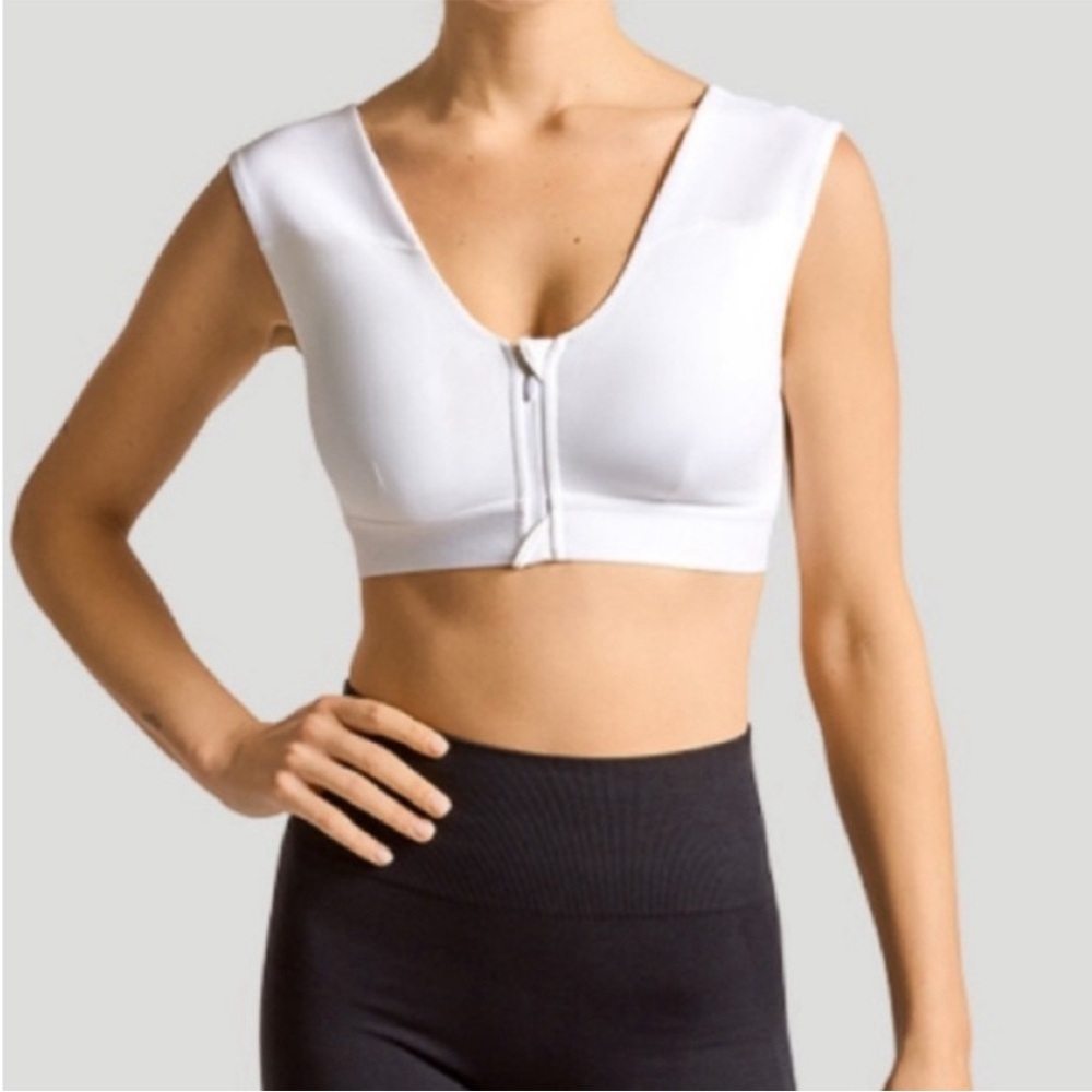 White Zip-Front Sports Bra